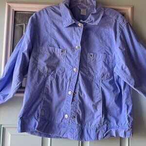 Vtg Fresh Produce blouse shacket jacket snap front chambray blue coastal boho co